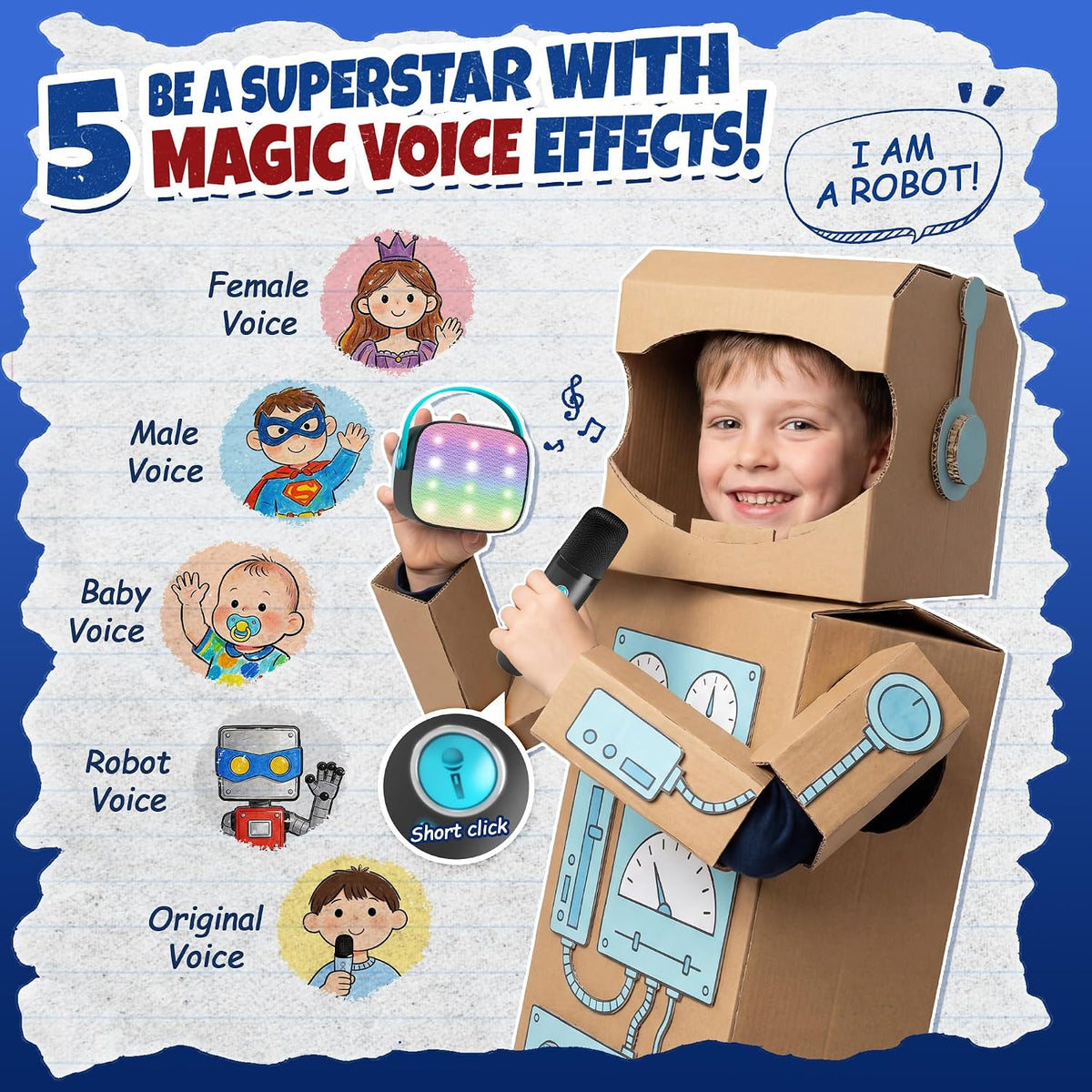 YLL Karaoke Machine for Kids - Black-Blue - image 4