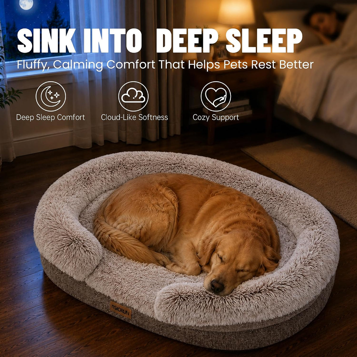 Miorun Fluffy Orthopedic Dog Beds Large Sized Dog - Sand / L(43", UP to 90lbs) - image 2