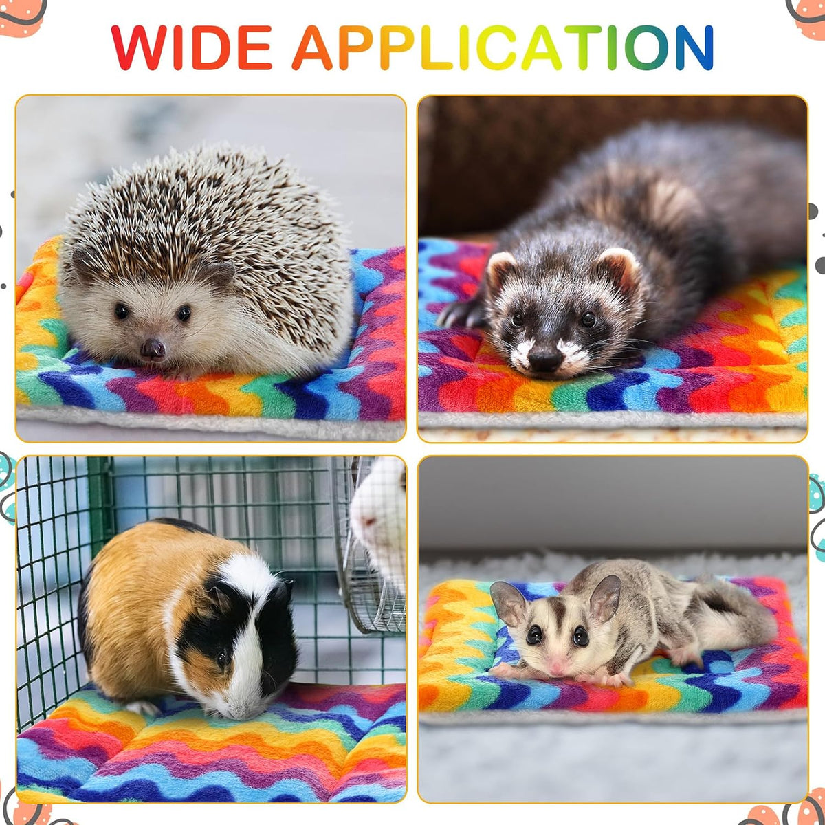 Haull 4 Pcs Waterproof Guinea Pig Bedding Mat, 13 x 10 - Rainbow / 13 x 10 Inch - image 4