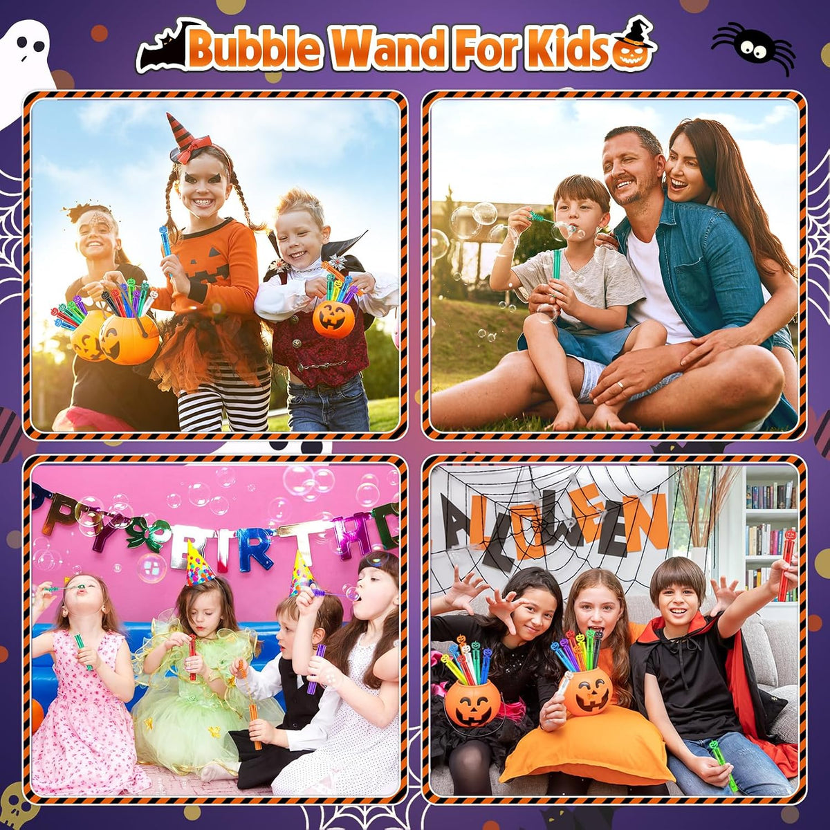 SpringFlower 36-pack of mini Halloween bubble wands in 4 colors - view 12