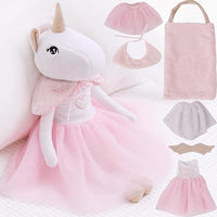 Perfectto Design Ballerina Unicorn Doll Stuffed Animal for Girls - Plush Toy Doll Set, Bag, Tutu Cloths, Wings - Play Set for 3 4 5 Year Old Girl Gift for Little Girl, Birthday, Christmas Age 3-9