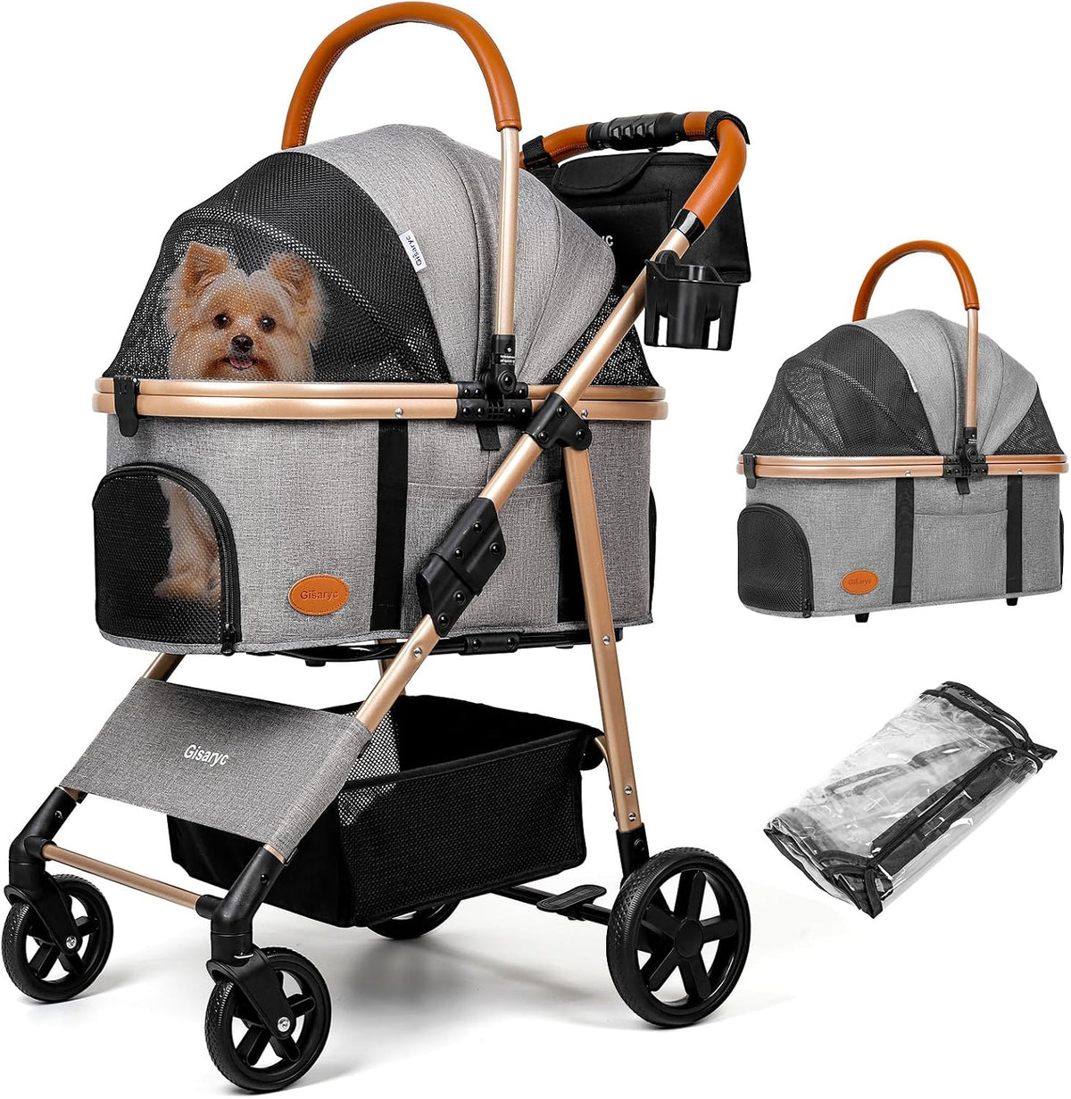 Dog Cat Stroller for Small/Medium Pets - Grey