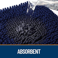 OLANLY Dog Door Mat Set 4-Piece 36x24, Absorbs Moisture and Dirt, Absorbent Non-Slip Washable Doormat, Quick Dry Chenille Mud Mat for Dogs, Entry Indoor Entryway Carpet for Inside Floor, Navy Blue