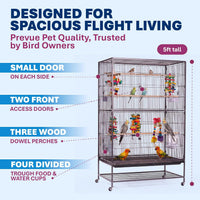 Prevue Pet Products Wrought Iron Bird Flight Cage w/Wheels, L - Black / 37.0"L x 23.0"W x 60.0"H - image 3