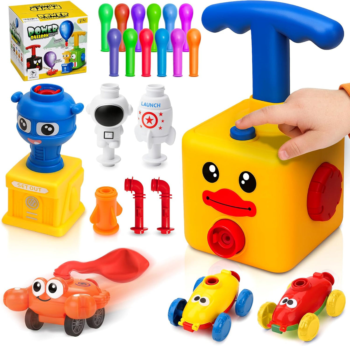 PATHOSIO PETS balloon launcher toy set with hand pump and inertia race car - view 4
