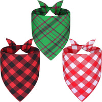 Spring Summer Dog Bandanas Large 3PCS, 6 Pattern Floral Scarf – Essentials for Dogs - 26-G R Plaid / X-Large