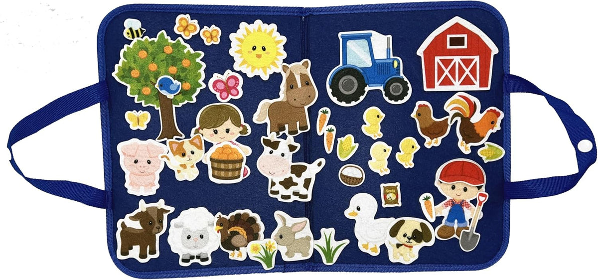 Story Time Felts Mini Farm felt board set with barn, tree, boy and farm animal felt figures - view 2