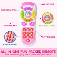 JOYIN Kids Learning Phone and Remote Toy - Pink Phone and Remote Toy with Bird - image 2