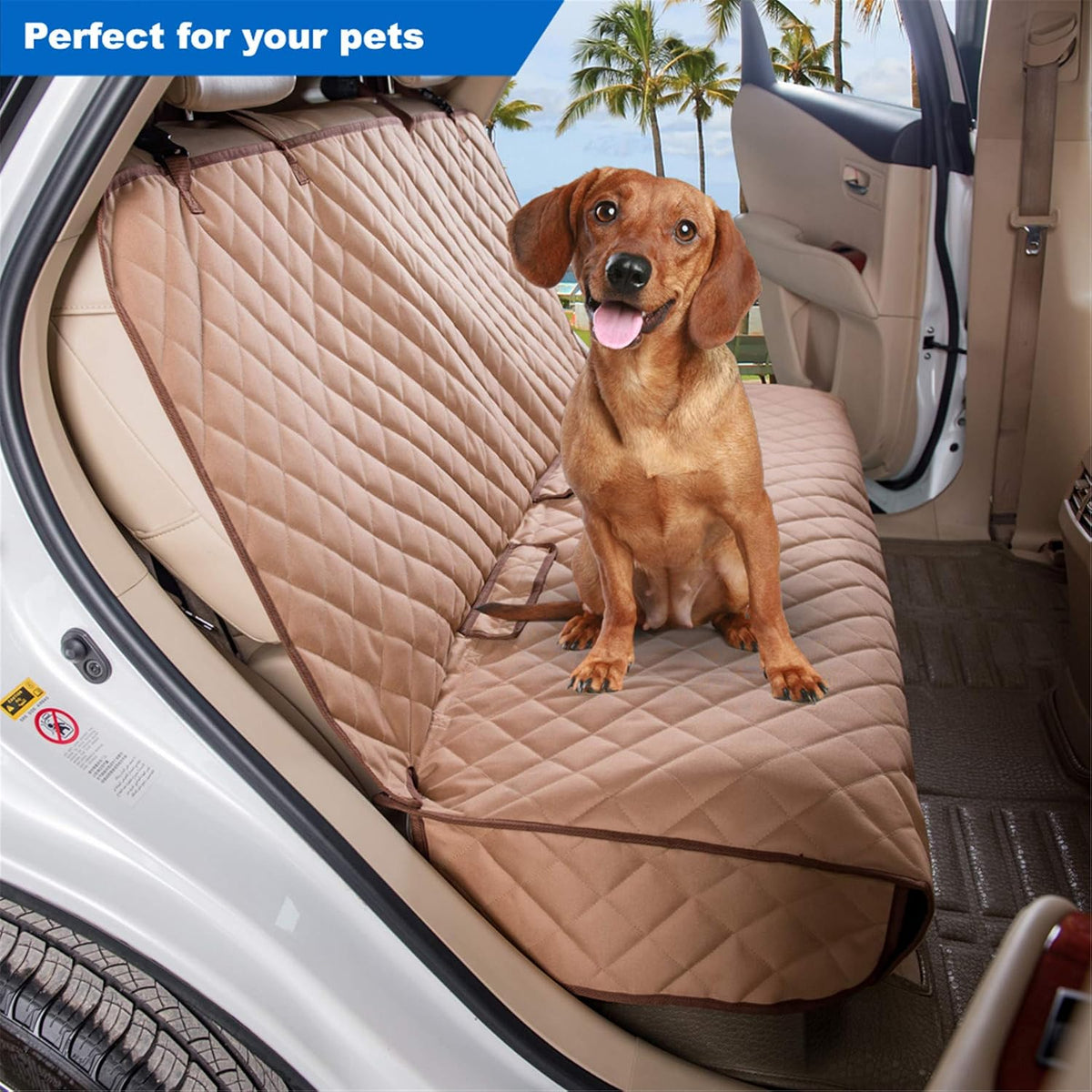 VIEWPETS Bench Car Seat Cover Protector, Waterproof Heavy-Duty - 49" L × 56" W / TAN - image 3