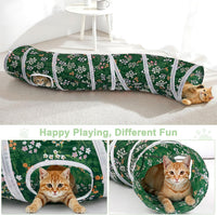 Glittme Cat Tunnel, Cat Tunnels for Indoor Cats - Green Flowers - image 4
