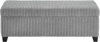 48" Ottoman with Storage, Corduroy Storage Ottoman Bench for Bedroom, End of Bed Bench with Safety Hinge for Living Room, Bedroom, Entryway, Grey