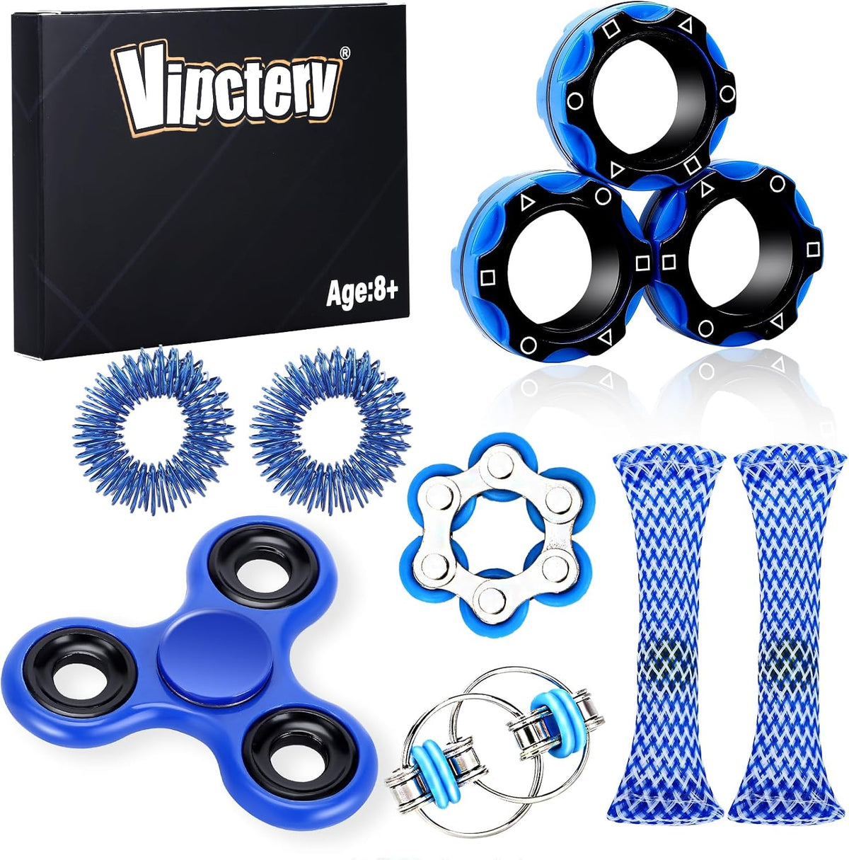 8Pcs Fidget Toys Adults Kids 8+ Toys Adults Edc Cool - A - Blue - 8PCS