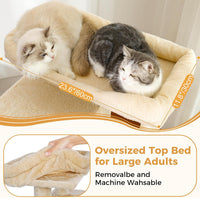 Cat Tree 32” Small Cat Tower with Large Hammock 16”& Self Groomer – Essentials for Cats - XLarge-53" / Beige - image 4