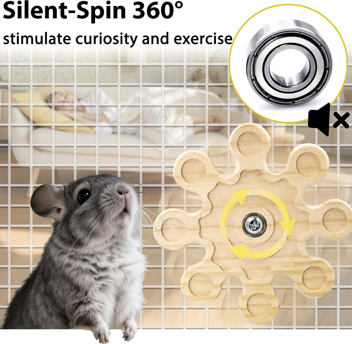 2Pcs Rotating Chinchilla Chew Toys - 1pc / Small - image 3