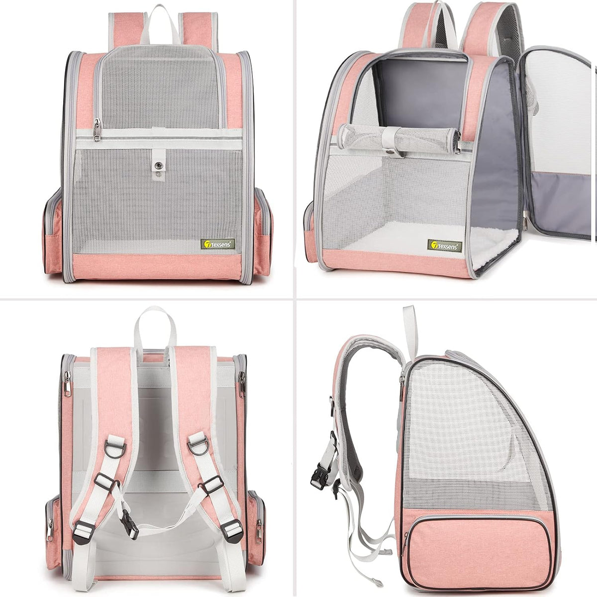 Texsens Innovative Traveler Bubble Backpack Pet Carriers for Cats - Mesh Pink - image 3