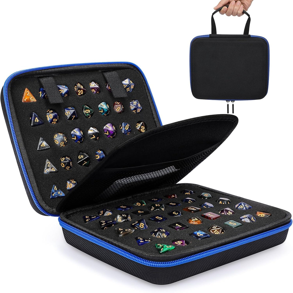 Aoriher 1 Pcs Dice Case with Removable Slotted Tray - Blue
