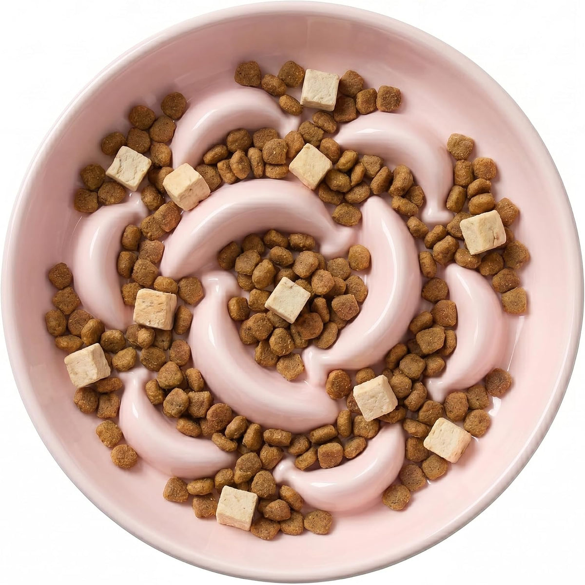 Ceramic Slow Feeder Cat Bowl - Bowl-Pastel Pink / 1.2"H Standard