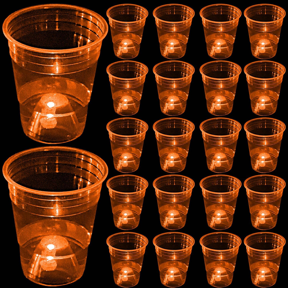mishunyus 24-pack purple LED glow party cups, 16 oz plastic - view 3