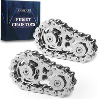 Fidget Spinner Toy for Adults Metal Figette Bike Chain for Adult Men - Silver 2pc