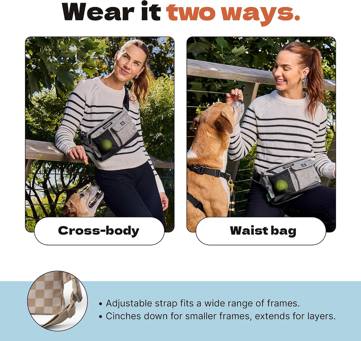 Cleverpup Walk & Train 2-in-1 Dog Walking Bag, Hands-Free - Sand - image 3