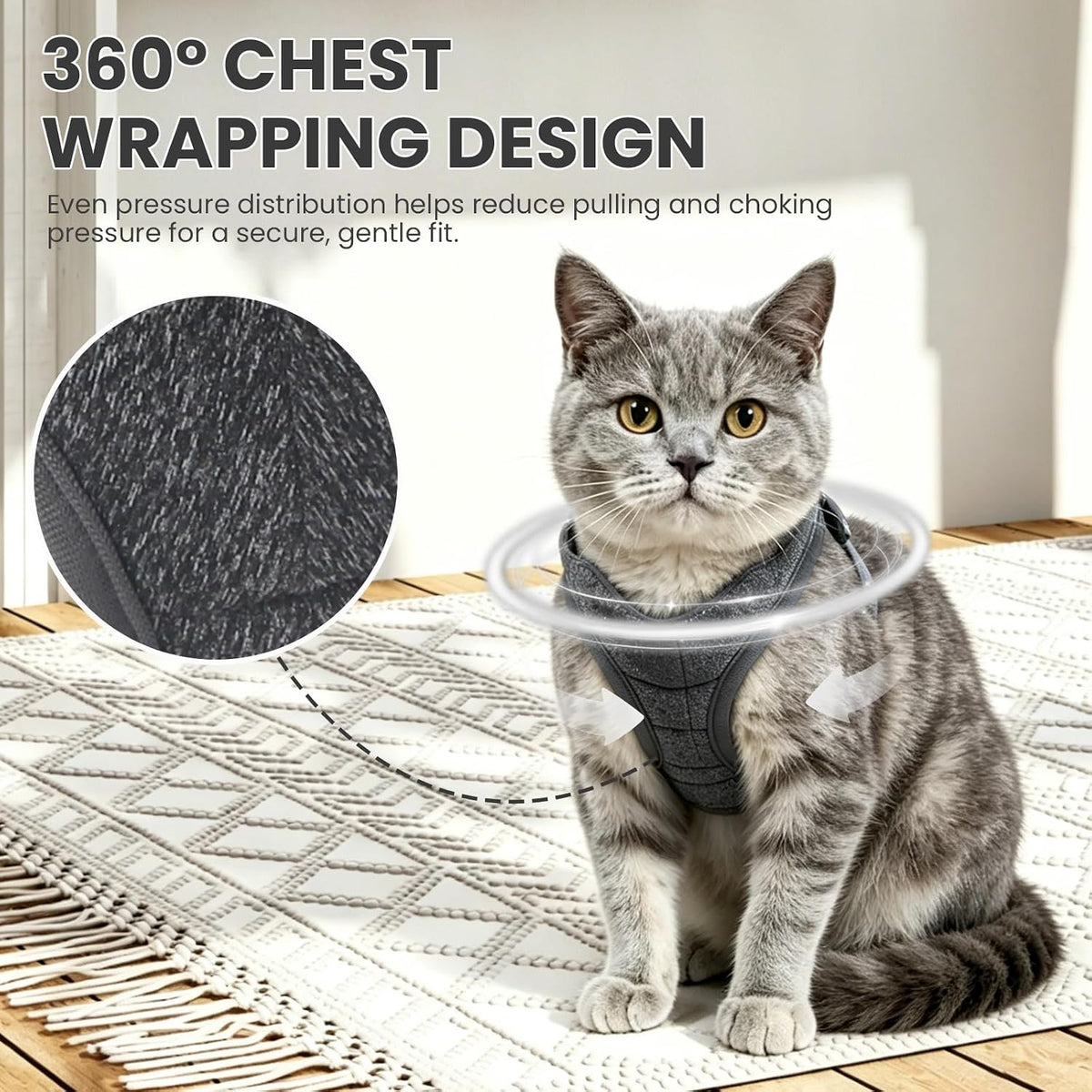 Cat Harness and Leash - Ultra Light Escape Proof Kitten Collar Cat Walking Jacket with Running - Dark Grey / Small - image 3