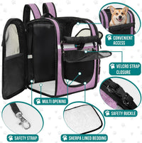 PetAmi Dog Backpack Carrier, 4-Way Entry Ventilated - Purple - image 4
