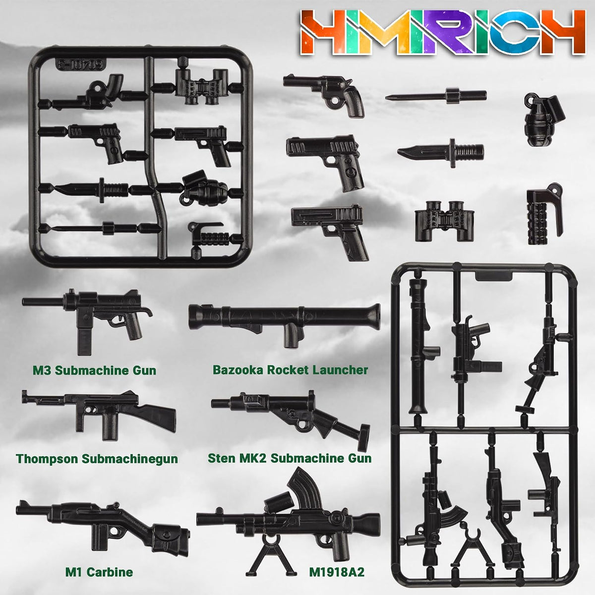 Himirich U.S. WW2 military weapons pack for mini figures in black ABS plastic - view 35