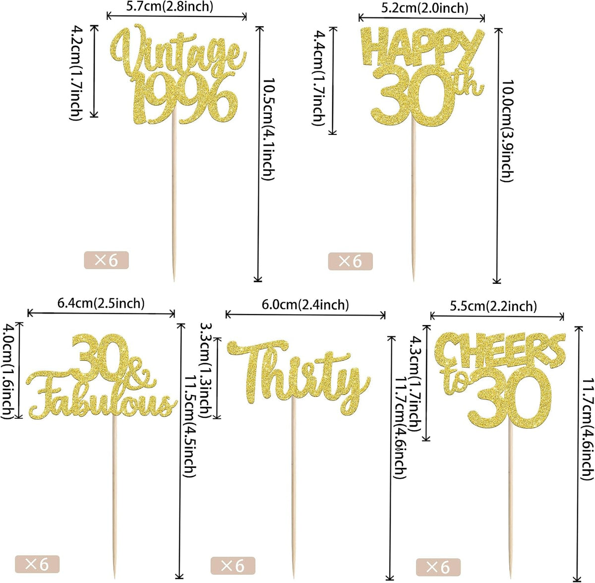Rose gold glitter vintage 1946 cupcake toppers for an 80th birthday - view 14
