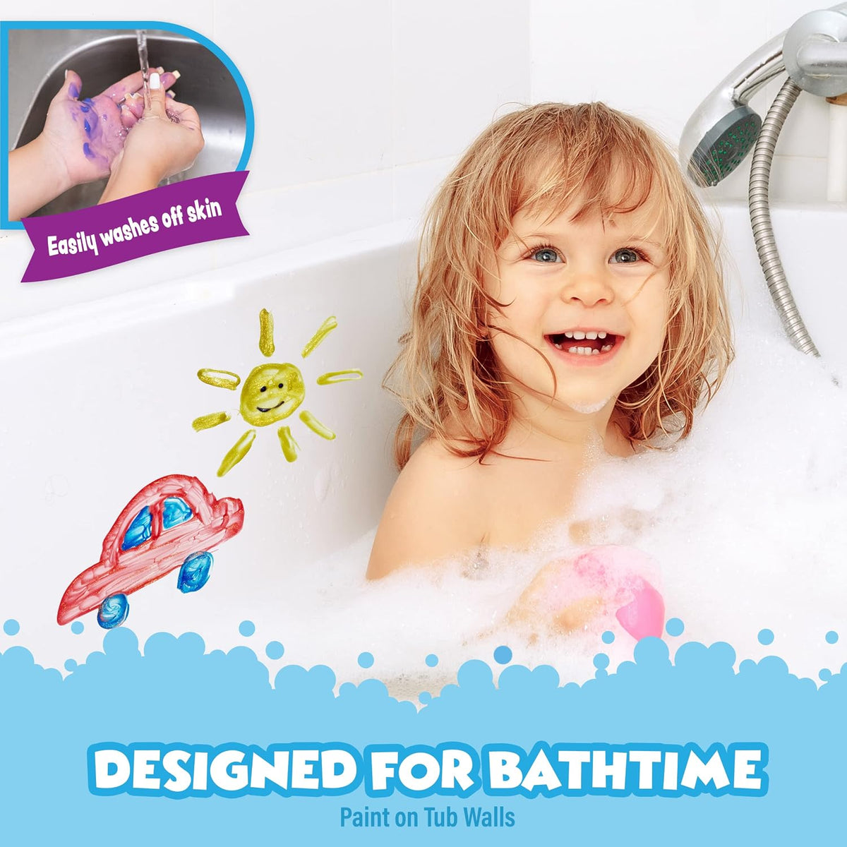 Tub Works Bath Paint Soap Bath Toy, Classic 6 Pack, Non-Toxic - Shimmer - image 4
