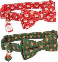ADOGGYGO Fall Plaid Dog Collar 2 Pack, Thanksgiving Dog Bow Tie - Medium / Xmas - image 4