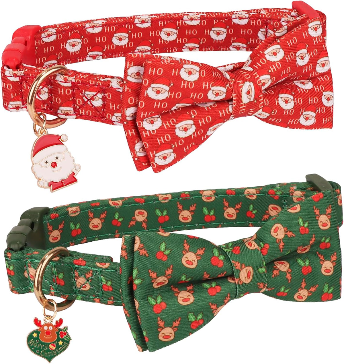 ADOGGYGO Fall Plaid Dog Collar 2 Pack, Thanksgiving Dog Bow Tie - Medium / Xmas - image 4