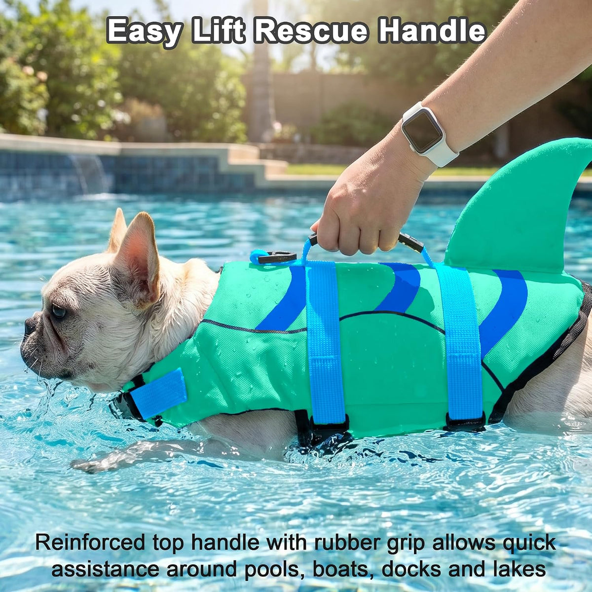 Fragralley Shark Dog Life Jacket - Large / Shark-Green+Blue - image 4
