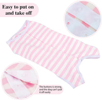 Comprehensive Post-Surgery Dog Recovery Suit: Premium Cotton - Pink and White Striped / L-(13~16lb) | Chest(~17.5") - image 4