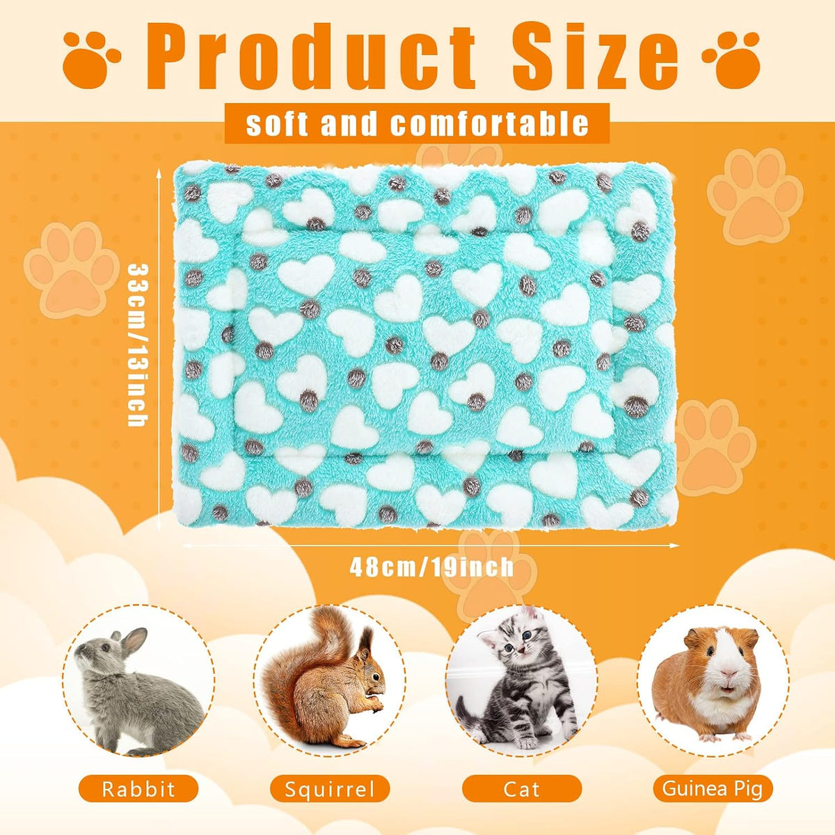 Jetec 4 Pcs Guinea Pig Bed Pads Big Twinkle - Hearts / 13 x 19 Inch - image 2