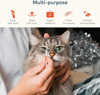 Cotton Swabs for Dogs and Cats - Cat & Dog Ear Cleaner Long Cotton Swab - Extra Long Stick, Cat & Dog Ear Cleaning Kit for Puppies and Pets, Multipurpose Pet Cotton Swabs for Ears (100 Buds)