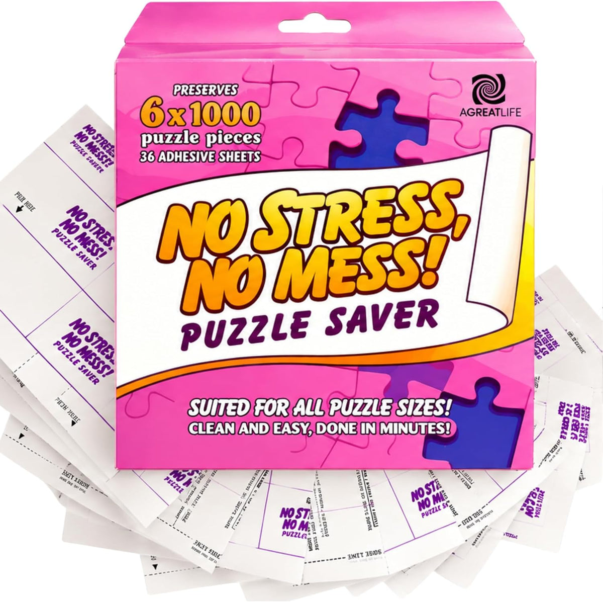 Permanent Adhesive Puzzle Saver Sheets, Preserve 2, No Stress - 36 Sheets