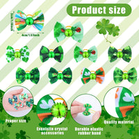 Tondiamo 100 Pack Halloween Dog Hair Bows Ghost Pattern Rubber Bands – Essentials for Dogs - Shamrock Pattern - image 2