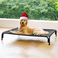 Elevated Dog Bed Raised Outdoor Dog Cot for Large Dogs - L-43.3"L×31.9"W×7.9"Th / Black