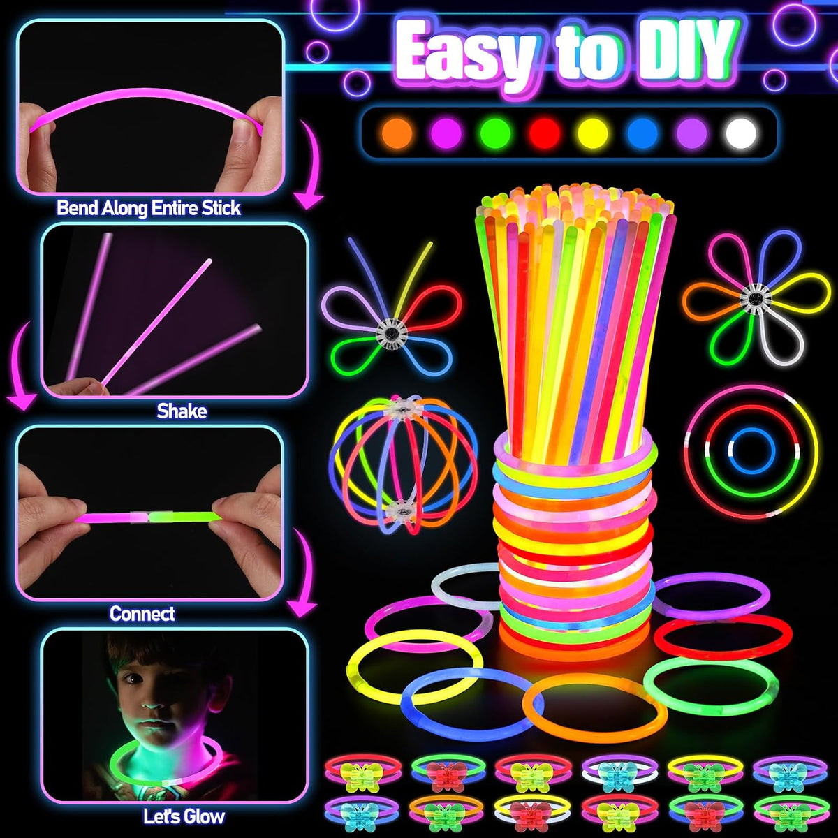 TSDATOWR 150Pcs Glow in the Dark Party Supplies for Kids and Adults – Fun for Kids & Family - image 3