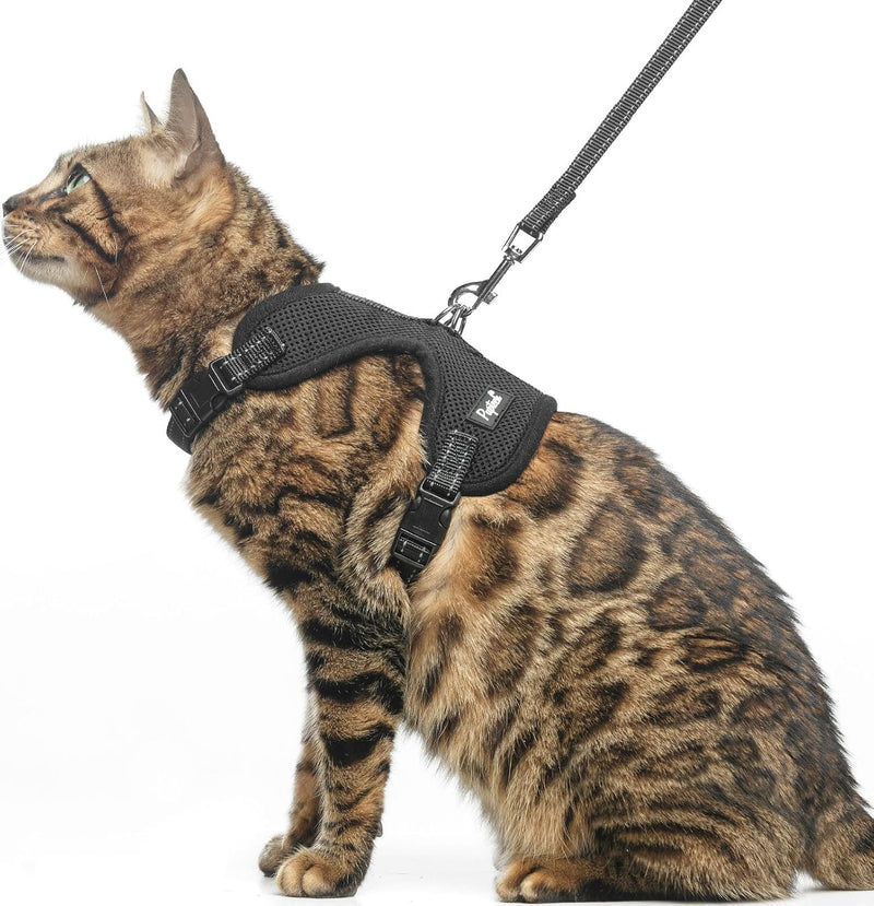 PUPTECK Cat Harness and Leash Set Escape Proof - Medium / Black
