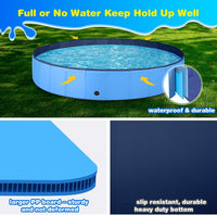 Jecoo Dog Pool for Large Dogs Kiddie Pool Hard Plastic Foldable Dog - Blue / XL-63" x 12" - image 2