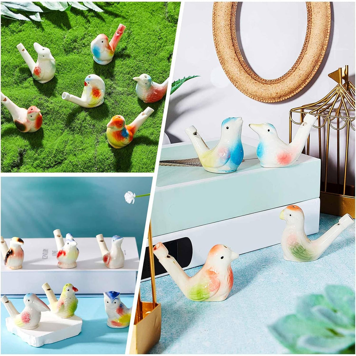 Gejoy 6 Pcs Bird Water Whistles Ceramic Bird Call Warbling Water - 18 / Vibrant - image 4