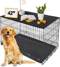 Petmystify black foldable aluminum dog crate topper with magnets, 43.5 by 28 inches