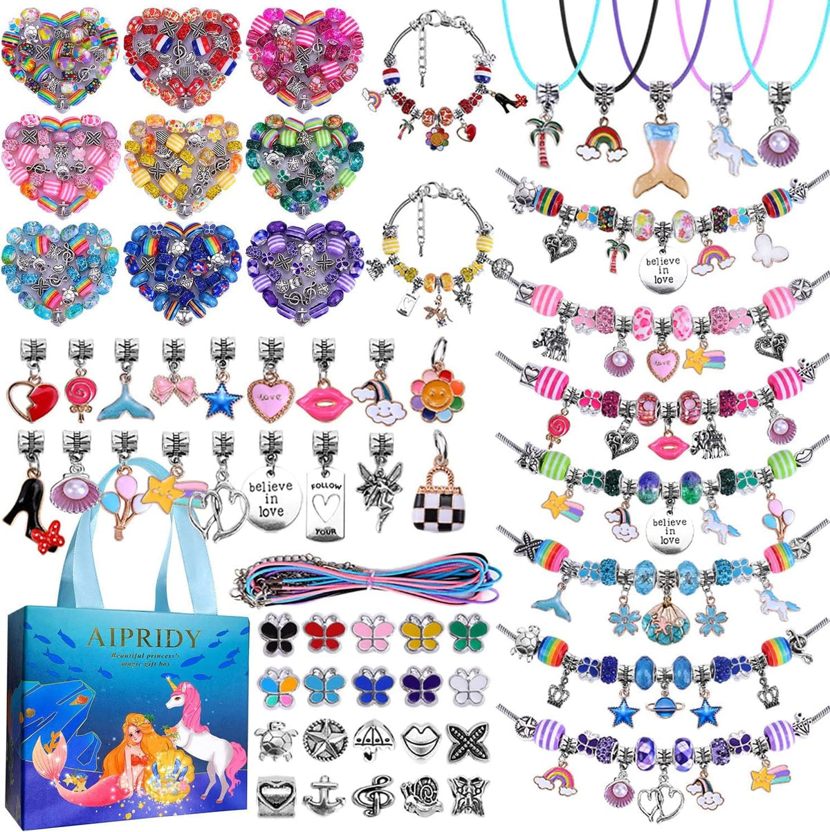 AIPRIDY 150 Pieces Charm Bracelet Making Kit - 150 Pieces