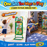 EagleStone space shooting target game with 2 air guns, foam balls and basketball hoop - view 6