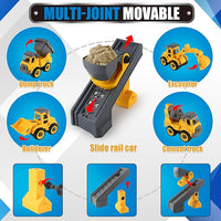 Construction Sandbox with Lid - 4 Vehicles with 1 Conveyor, 8 Castle Molds, 6 Figures & 3lbs Moldable Sand - Preschool Sensory Bin for Fine Motor Skills, Ages 3-6