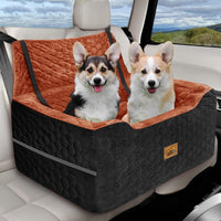 Dog Car Seat for Small/Medium Dogs, Memory Foam Dog Booster Seat - Black/Red Brown / Large