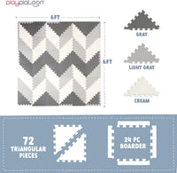 Non-Toxic Extra-Thick 36 Piece Children Play & Exercise Mat - 6x6' (Triangle) / Grey/Cream/Charcoal - image 2