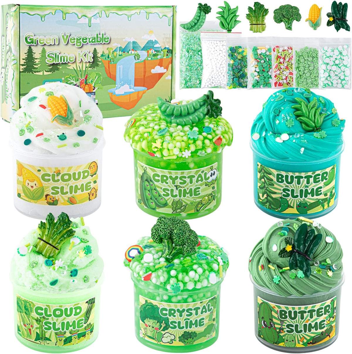 6-Pack Pink Slime Kit for Girls - Vegetable