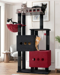 Maine Coon Cat Tree, Heavy Duty Cat Tower for 20 lbs+, GCT033G – Essentials for Cats - 60 inches / Black and red